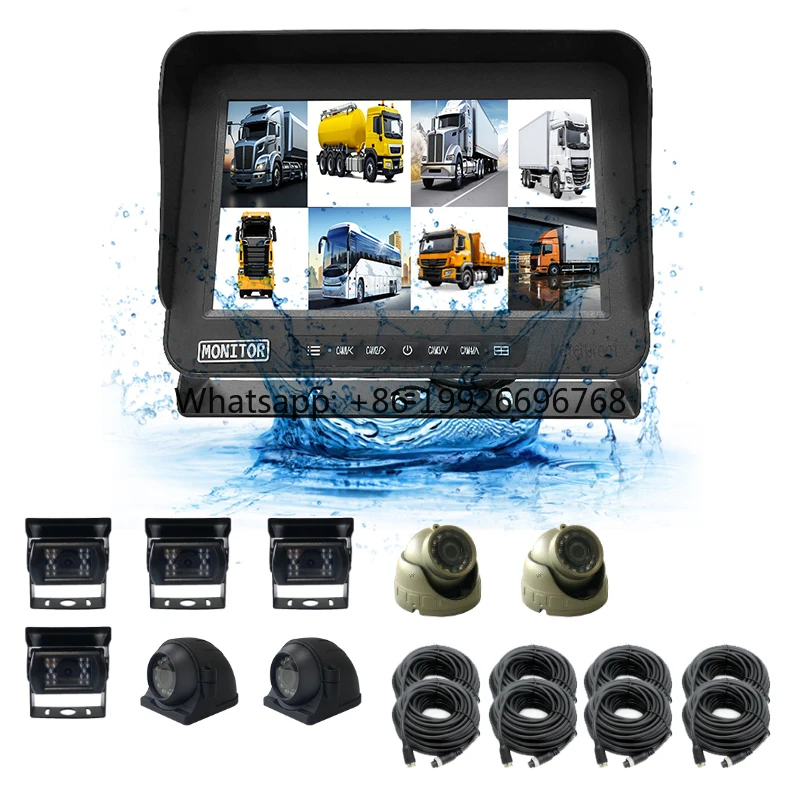 

New Arrival 10.1inch IP69 Waterproof Split Monitor DVR 8CH Reverse Camera System CCD for Car Bus Forklift Parking Split Screen