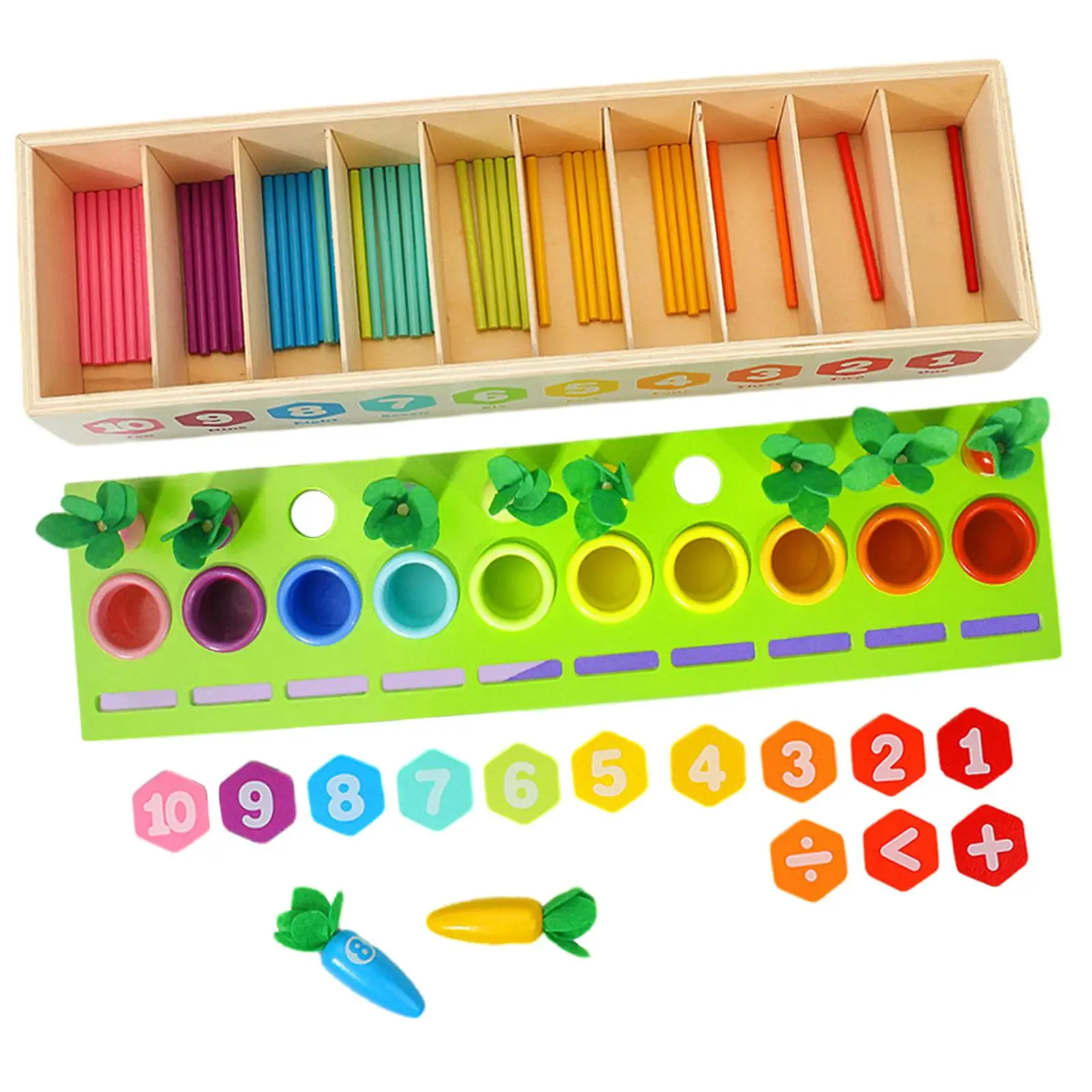 Rettich Zähl paarung Box Holz Montessori Regenbogen Zähl stangen für Spiel