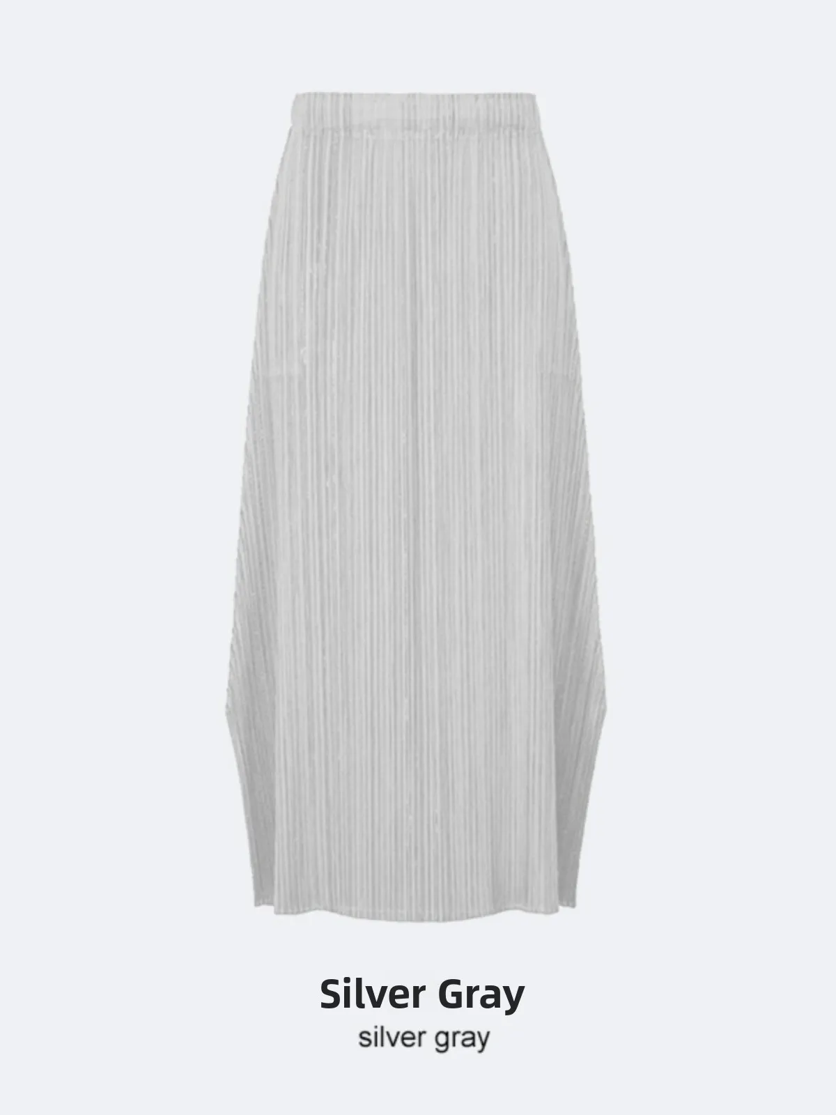 

Casual Ele Folded f-length Skirt for Women High-waisted A-line Long Dring Polyester Fabric Commute Sle Pure Color