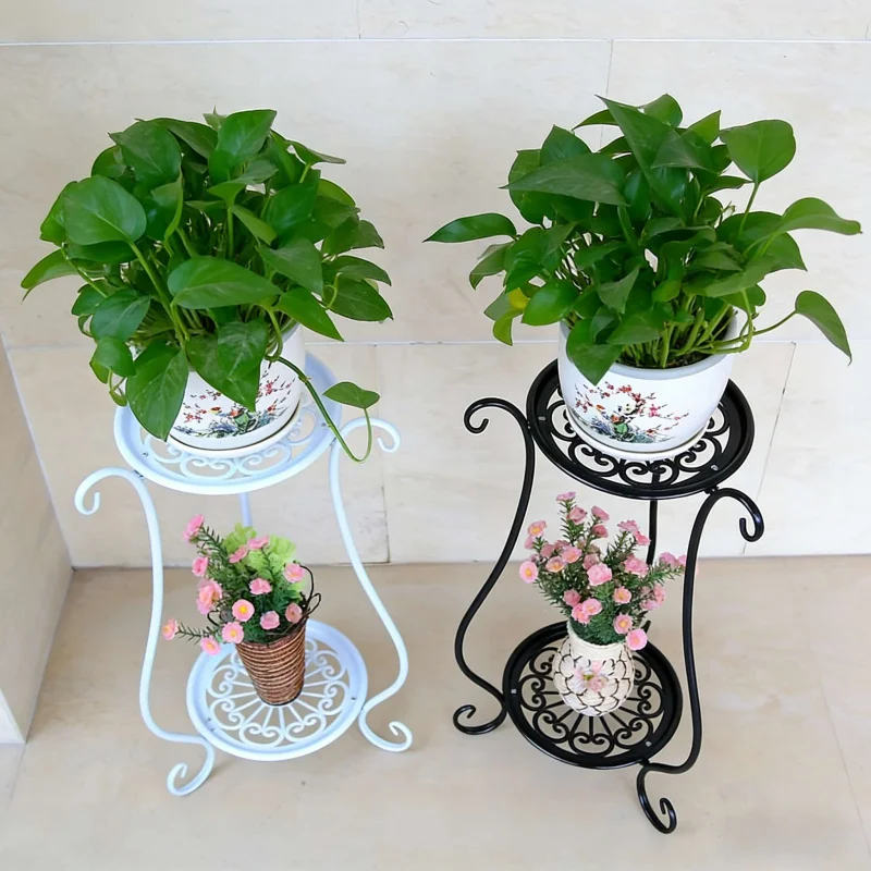 Universal Multi-layer Flower Pot Stand with Tray Floor-standing European-style Living Room Balcony Green Radish S Stand
