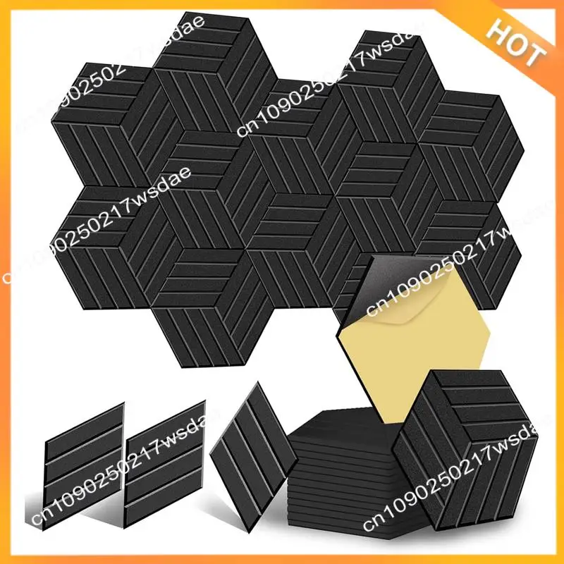 

X08A 12 Pack Self Adhesive Acoustic Panels Soundproof Wall Panels,Sound Proof Foam Panels For Noise Absorbing Black Durable