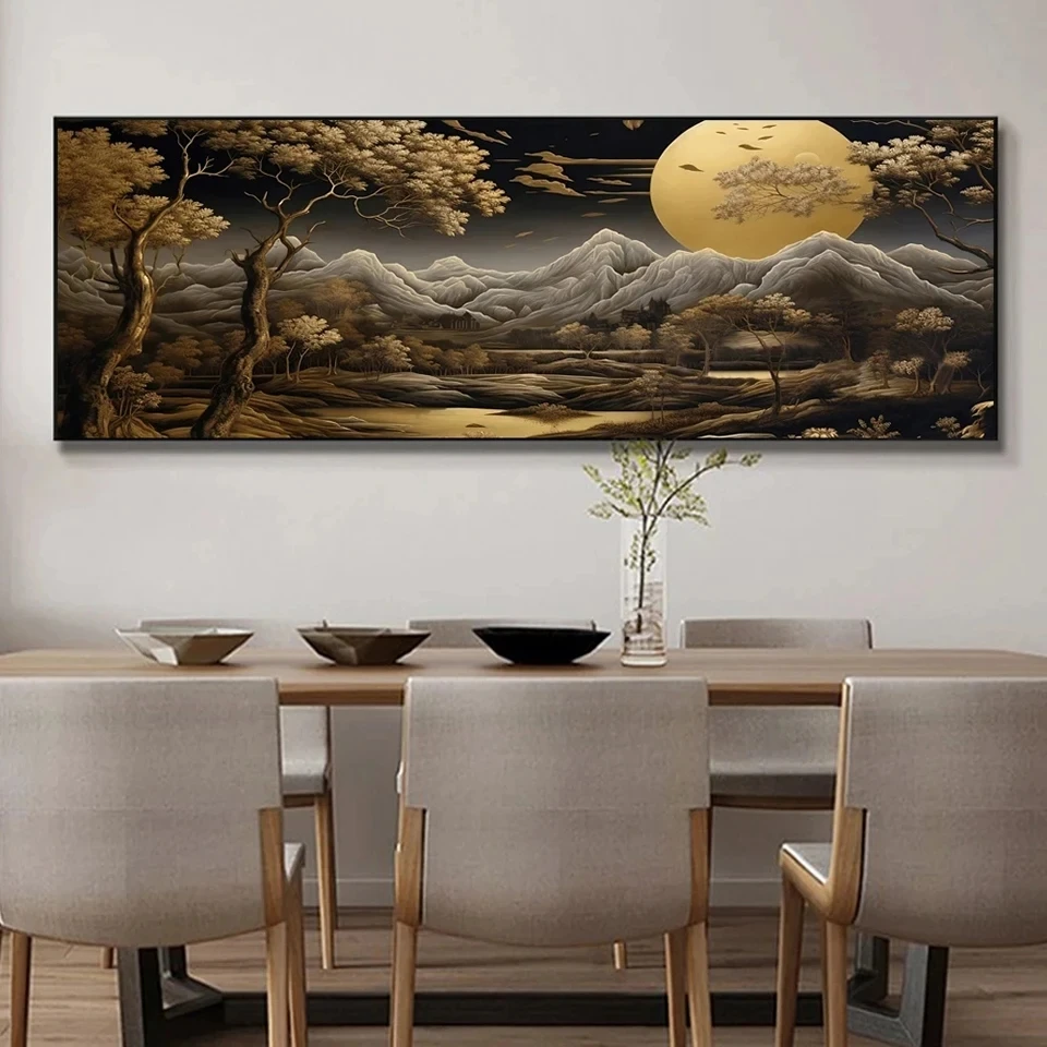 Large Full Round Square Diamond Painting Fantasy Landscape Moon Mountain Tree DIY 5D Diamond Painting Home Decoration X1499