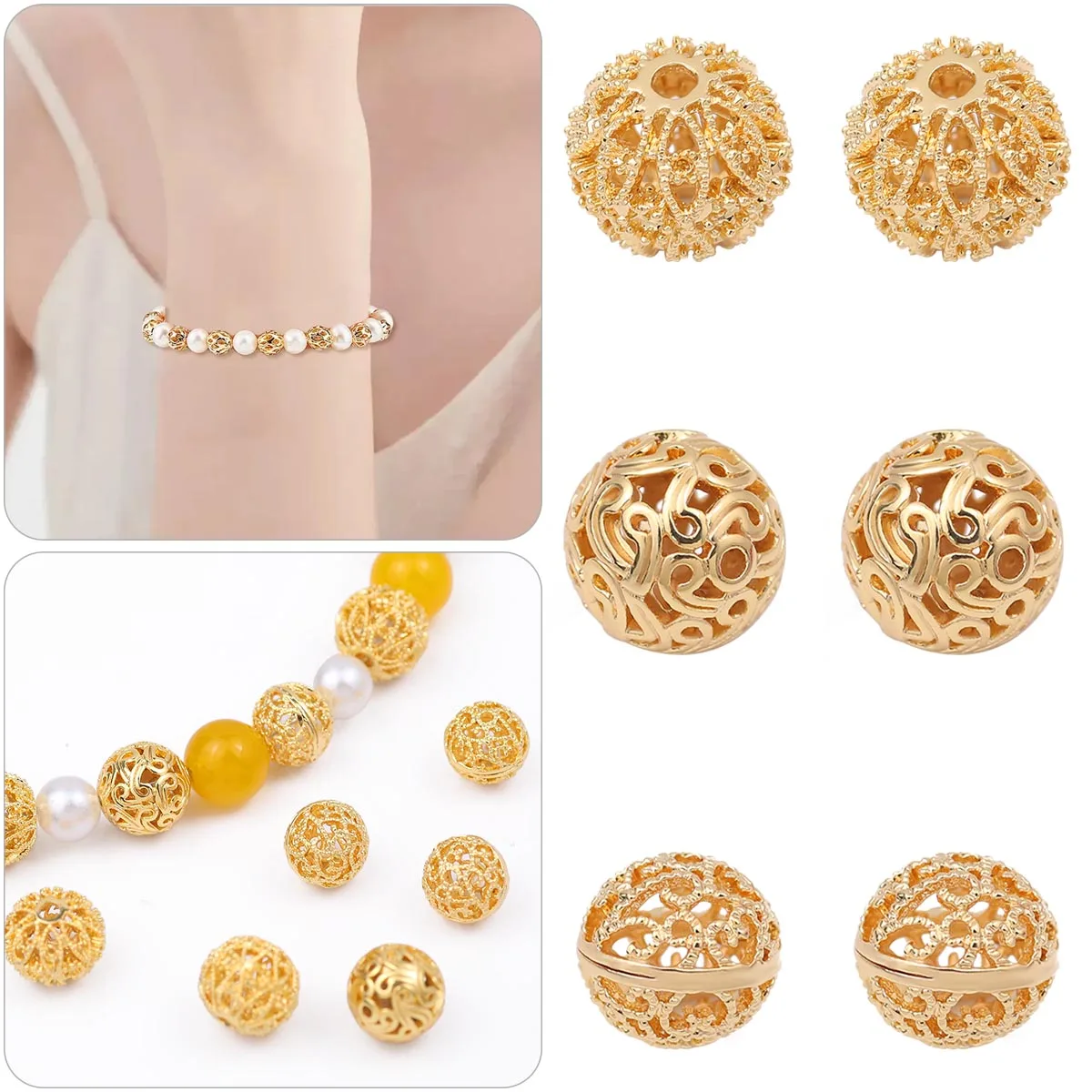 10/11/11.2 مللي متر جوفاء التدريجي النحاس الجولة متباعدة فضفاض الخرز لصنع المجوهرات Charms سوار قلادة ياردروب DIY بها بنفسك اكسسوارات #4