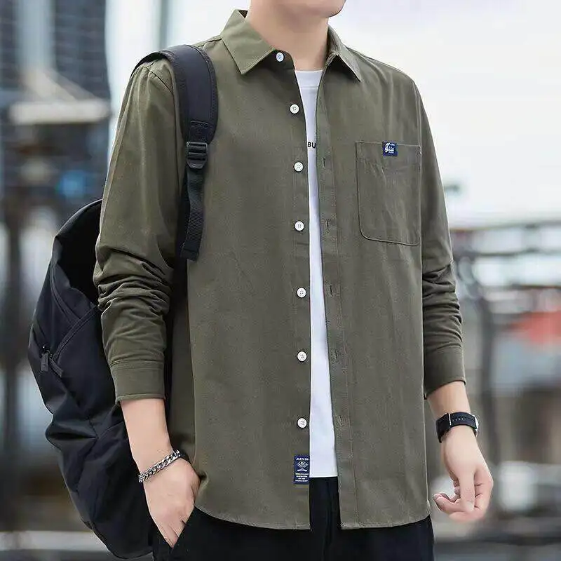 Men's Casual Work Shirt Jacket Spring Summer Construction Site Wear Resistant Dirtproof Sun Protection Long Sleeve CleanFit