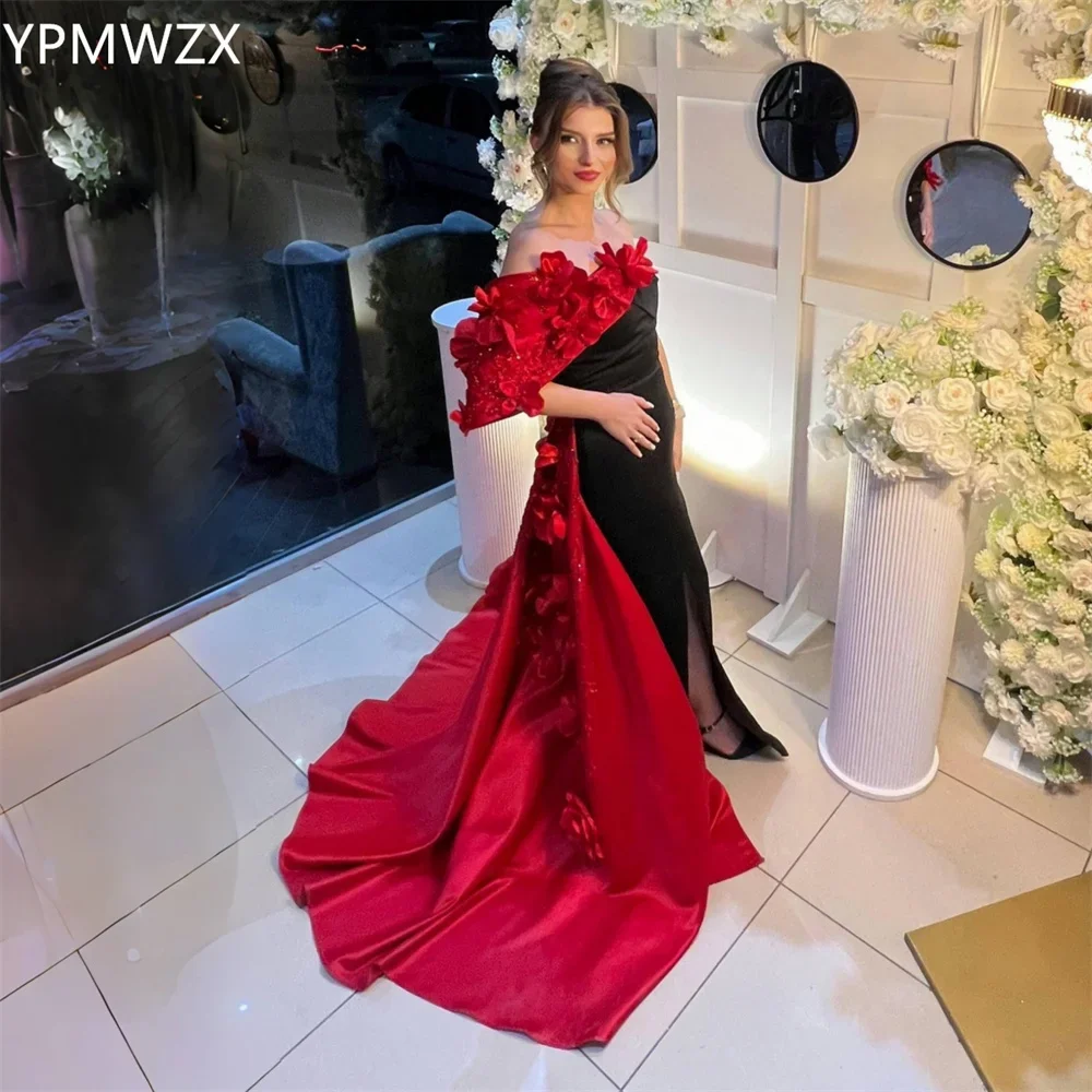 

Customized Evening Dress Formal Women Party Occasion YPMWZX Off-the-shoulder Mermaid Floor Length Skirts Drap