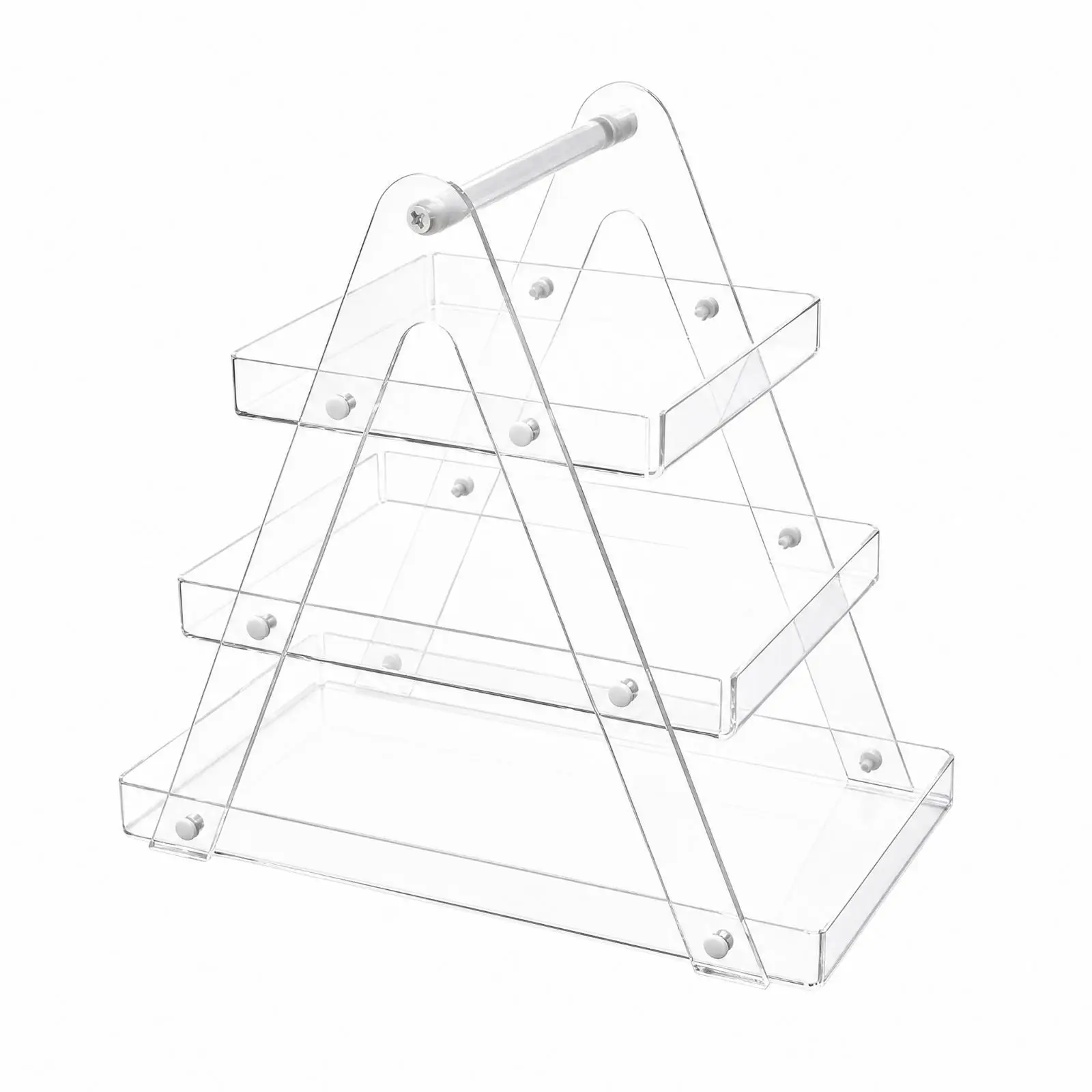 Acrylic Cake Pedestal Stand 3 Tier Detachable Rectangular Trays with Angled Supports for Pastry Display at Party Gathering