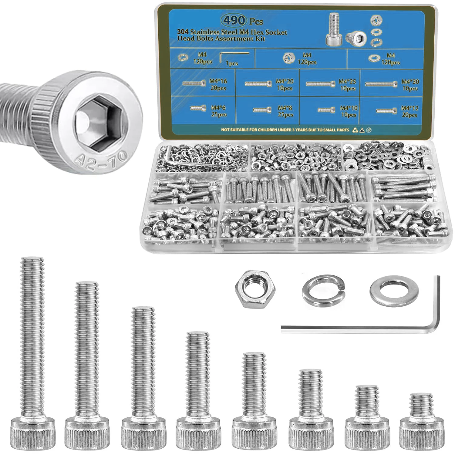 490-Piece M4 Screw,…