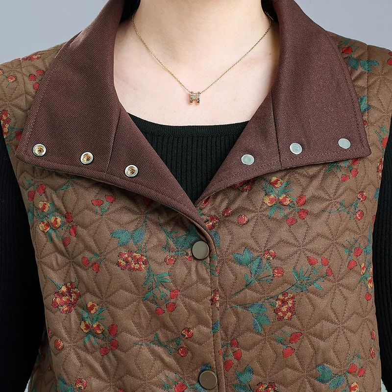 

Универсальный жилет с принтом для женщин от 40 до 50 лет, весна-осень, новая повседневная верхняя одежда для мам, подходит для пар