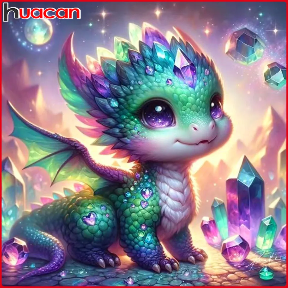Huacan DIY Diamantmalerei Drache Diamant-Mosaik Tier Komplettset Dekorative Gemälde