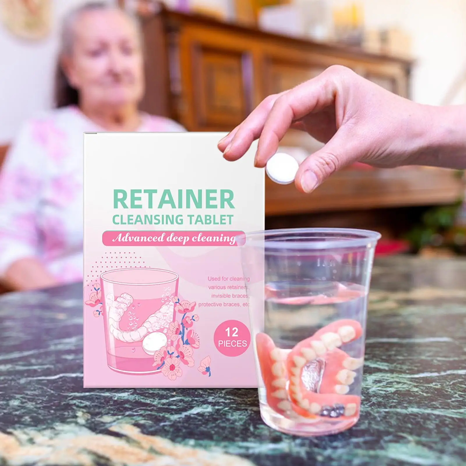 Retainer Cleaner Tablets False Teeth Cleaner Denture Effervescent Tablets for Home Travel Business Trip Senior Citizens