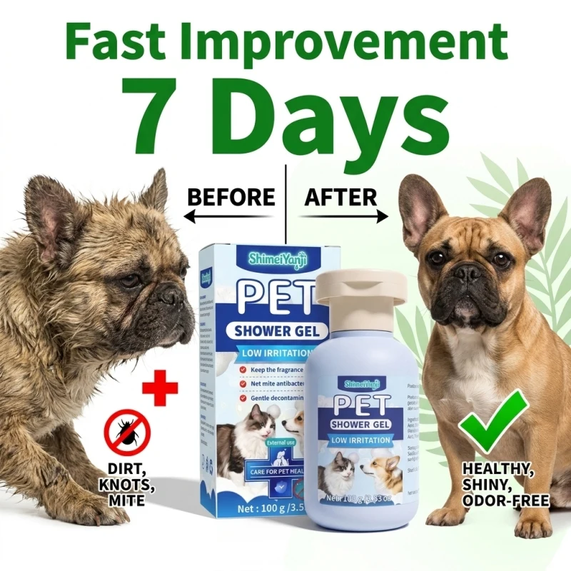 Pet Shampoo for Dogs and Cats, Gentle Plant Formula Moisturizing Pet Shower Gel, Plant Extract Deodorizing, Safe No Residue, Cleansing Care for Puppy Kitten Fur, Long Lasting Fresh Scent Pet Bath Supplies