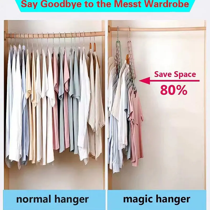 1/3/5/10pcs Multifunctional Hanger Storage Rack with 9 Holes Foldable Space Saving Hangers Scarves Clothes Storage Reusable