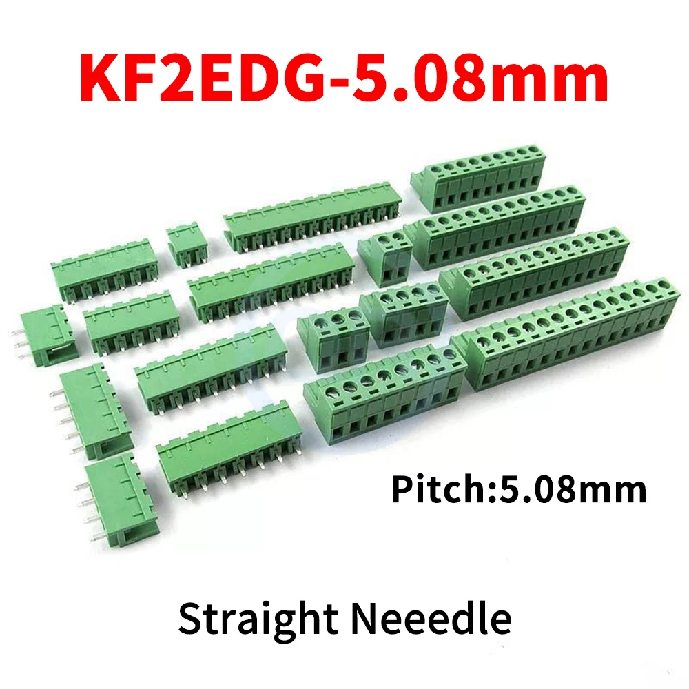 10 Sets 5.08mm Pitch KF15EDG KF2EDG 2EDGK 2EDGV 2EDGR Plug-In Terminal Straight Pin/Right Angle 2~16Pin