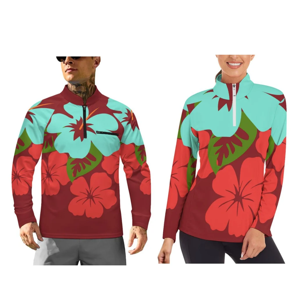 Polynesian-Style Printed Couple'S Long-Sleeved Sportswear For Autumn And Winter Can Be Customized With Patterns