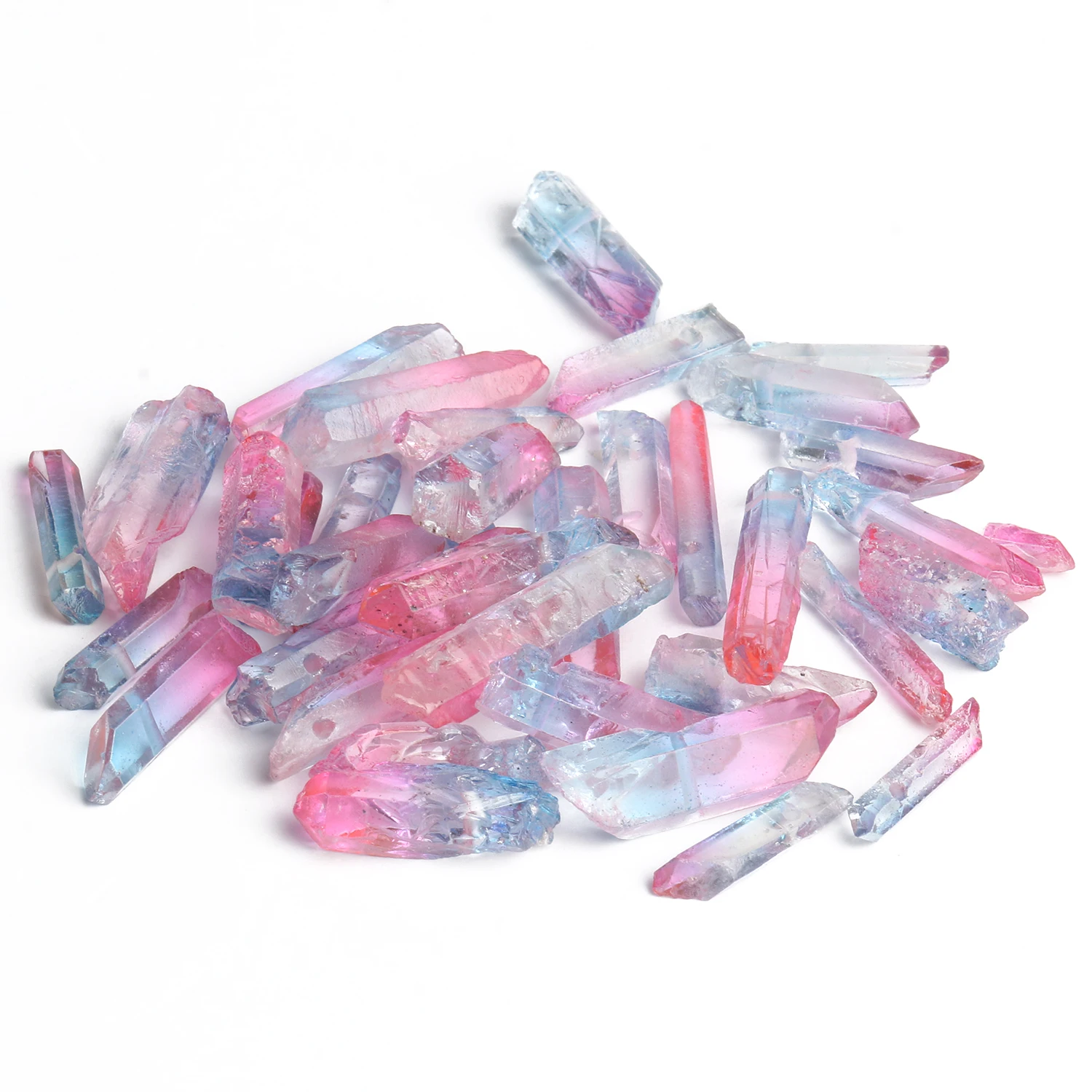 Blue Pink Natural Quartz Crystal Point Beads Top Drilled Graduated Stick Point Loose Bead for DIY Jewelry Making Supply 10-30PCS