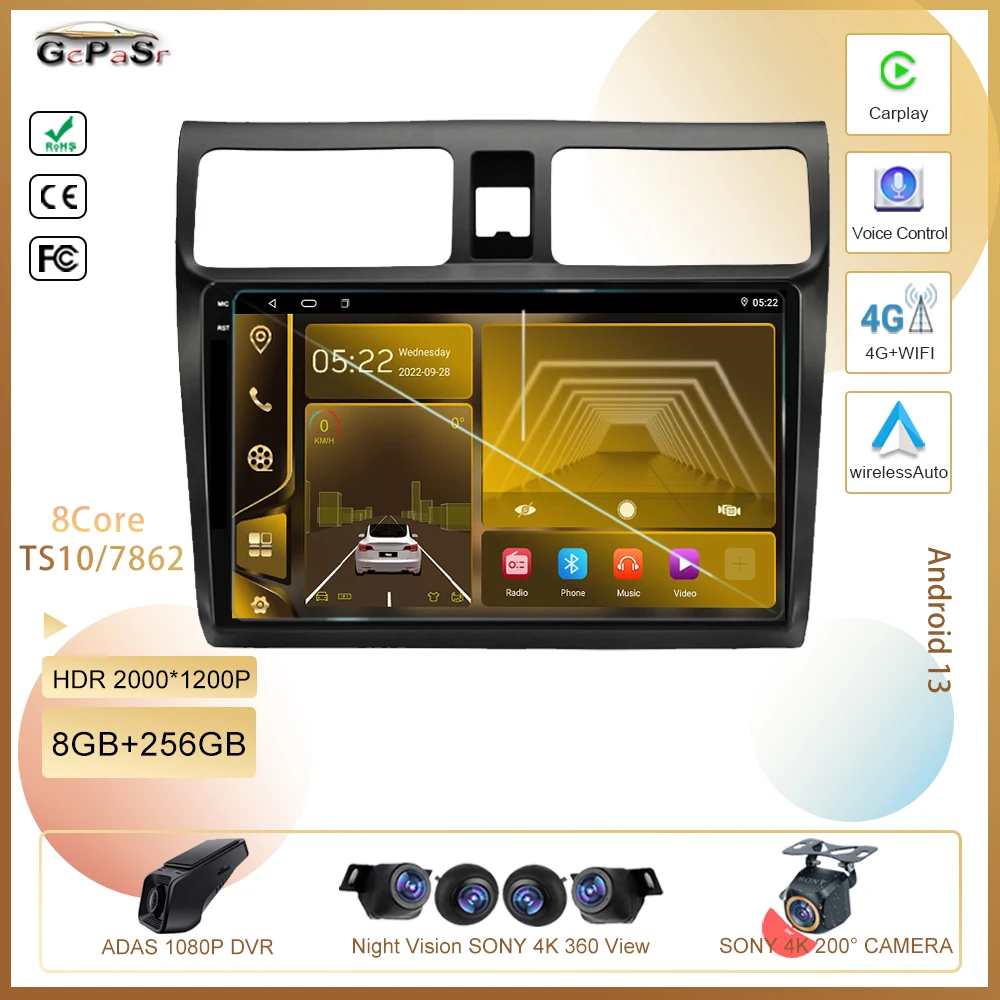 

car android 13 For Suzuki Swift 2003 - 2010 Auto Radio Stereo Multimedia Player GPS Navigation 5G wifi DVD High-performance