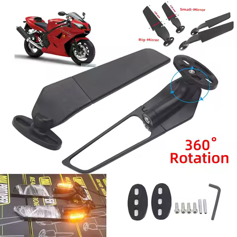 For Honda CBR VFR 400 750 800 VTR1000F Motorcycle Mirror Modified Wind Wing Adjustable Rotating Rearview Mirror Moto