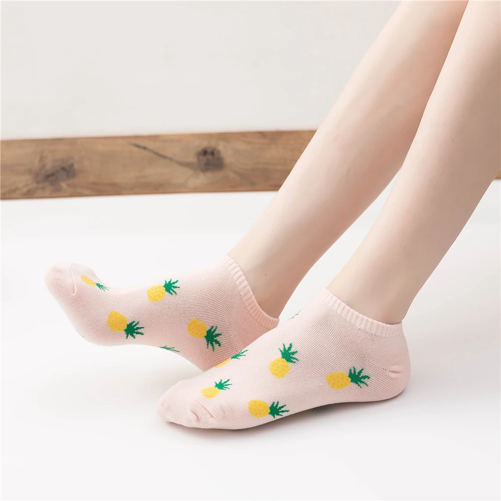 Calcetines de algodón con diseño de fruta fresca, medias cómodas de arte bonito para fiesta, fresa, cereza, aguacate, piña, sandía, envío directo,