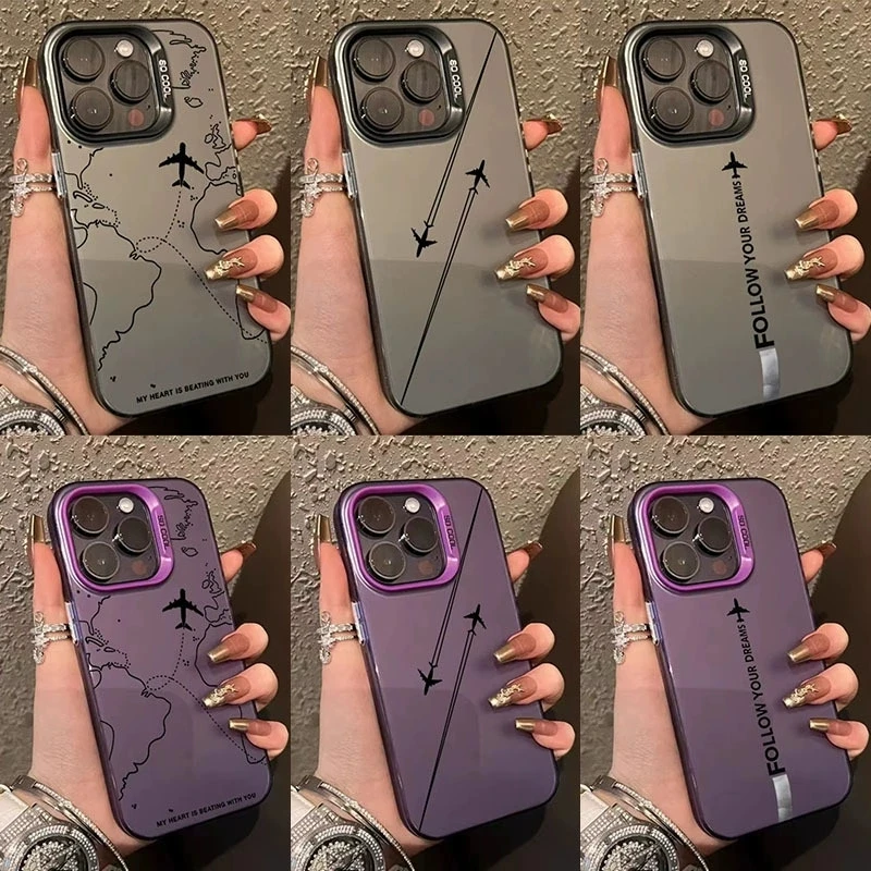 Laser aeronaves companhia aérea luxo imd caso de telefone para iphone 16 15 14 13 12 11 pro max 16e xr xs max 7 8 plus 12 mini y2k casos de telefone