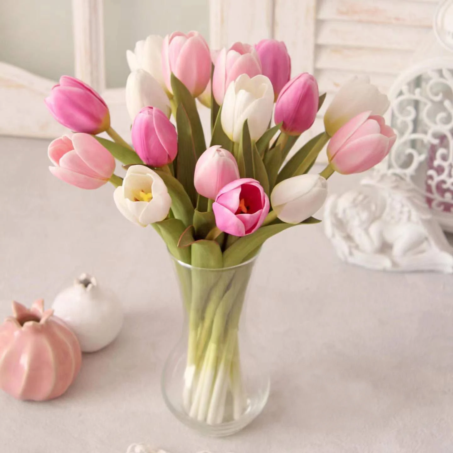 5PCS Tulip DIY Wreath PU Artificial Flower Garland Real Touch Bouquet Fake Flowers For Wedding Decor Spring Party Home Supplies