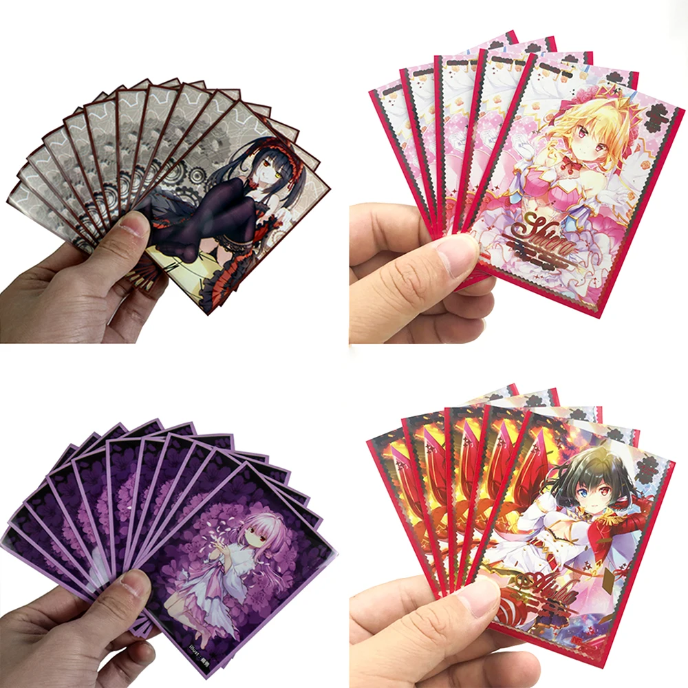 60PCS/BAG Anime TCG Card Sleeves 66x91mm Game Cards Protector Cards Shield Charlotte Card Cover Silver Foil Sleeves for PKM/MGT