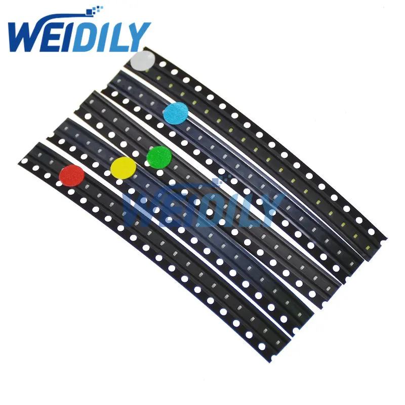 

100PCS 0402 SMD LED Electronic Kit Red Yellow Green White Blue Light Emitting Diode Water Clear Light Diodes Set 5 Kinds*20PCS