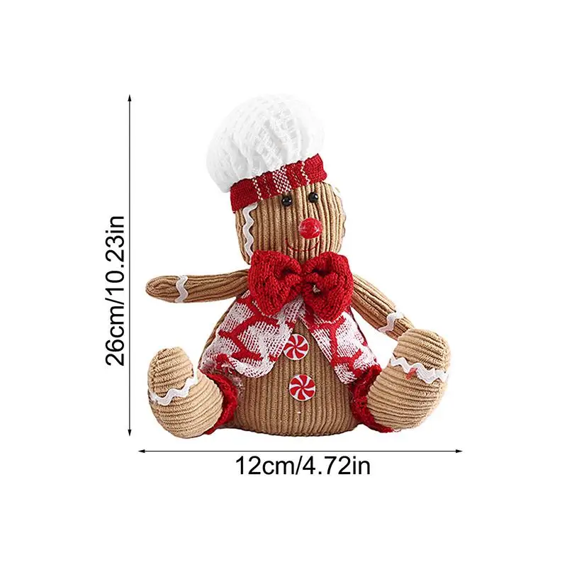 Pão de gengibre luz noturna acender brinquedo de gengibre com chapéu de cozinheiro 26cm/10 polegada biscoito boneca de pelúcia natal brinquedo de pelúcia festivo