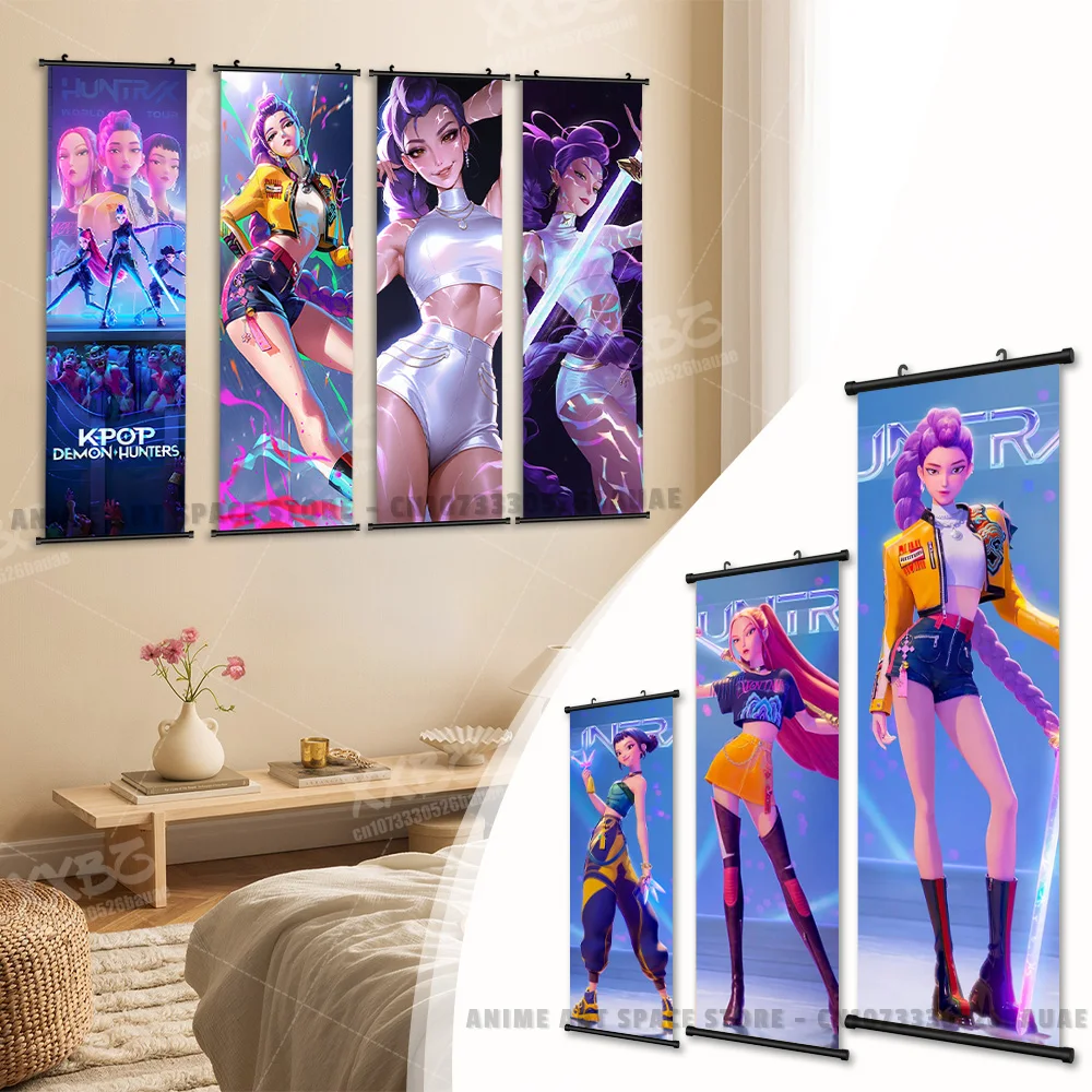 Personaggio anime per KPop Demon Hunters Wall Art Canvas Scrolls Immagine Stampa Decorazione della casa Appeso dipinto Soggiorno Poster