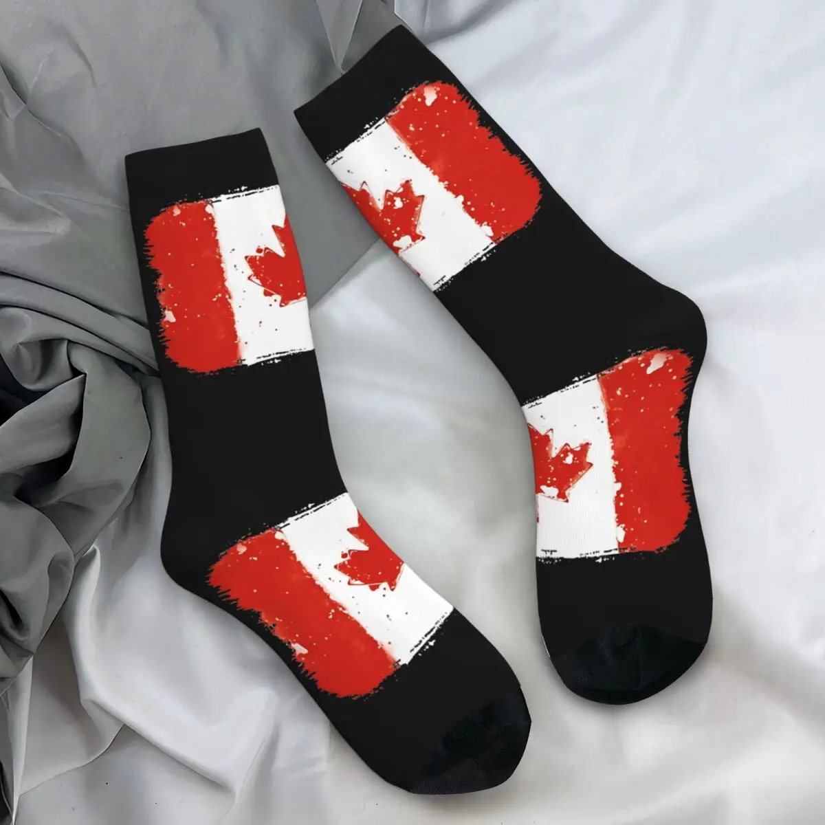 Men Socks Canada Flag Canadian Flag Splat Stockings Autumn Elegant Breathable Socks Pattern Outdoor Sports Non-Slip Socks