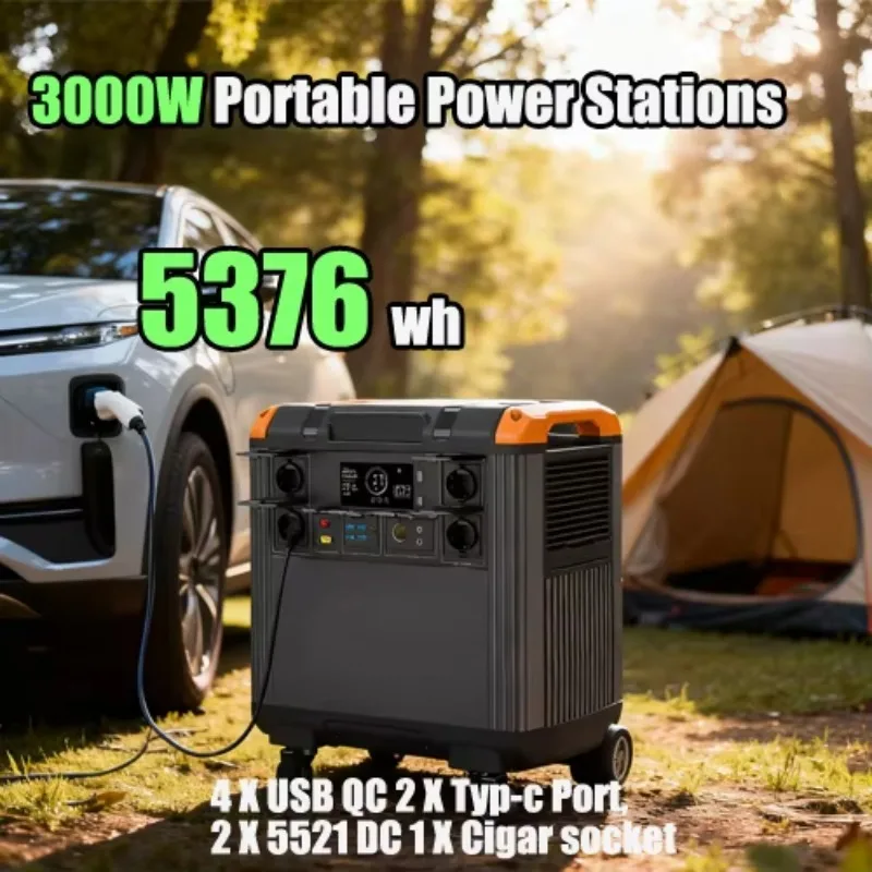 Portable Charging Station 3000W/5000W 2688WH/5376WH Outdoor Generator, Solar Charging, Camping Emergency Power Supply