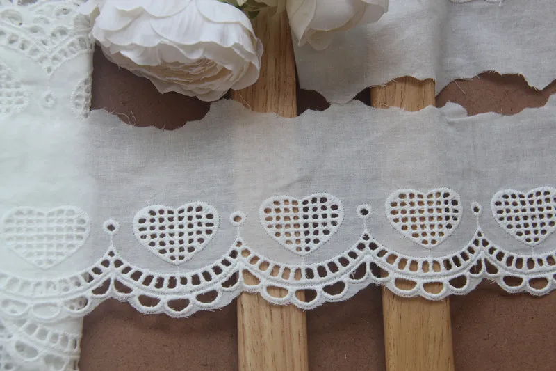 5Yard/Lot Baumwolle Pfirsich Herz Hohl Stickerei Spitze Trim 8CM Breite DIY Kleidung Kleid Sofa Vorhang Stoff genäht Zubehör – Detail 3