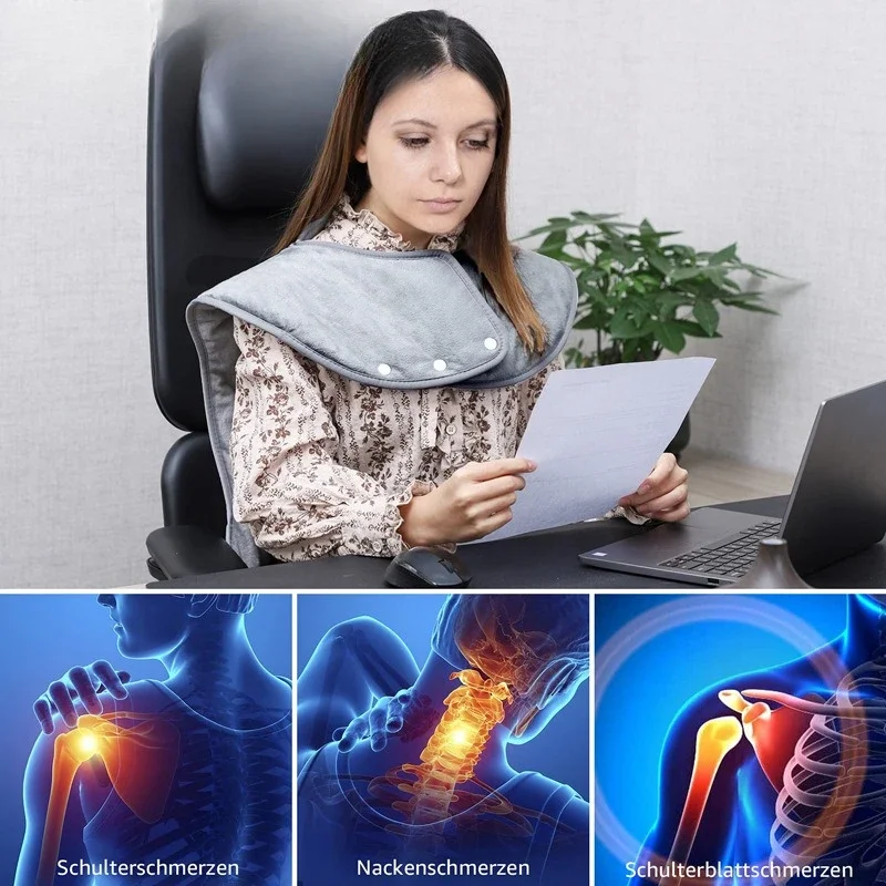 Electric Heat Shawl Blanket Back Pain Relieve Thermal Pad Heated Vest Mat Warm Winter Washable Ajustable Temperature Home Office