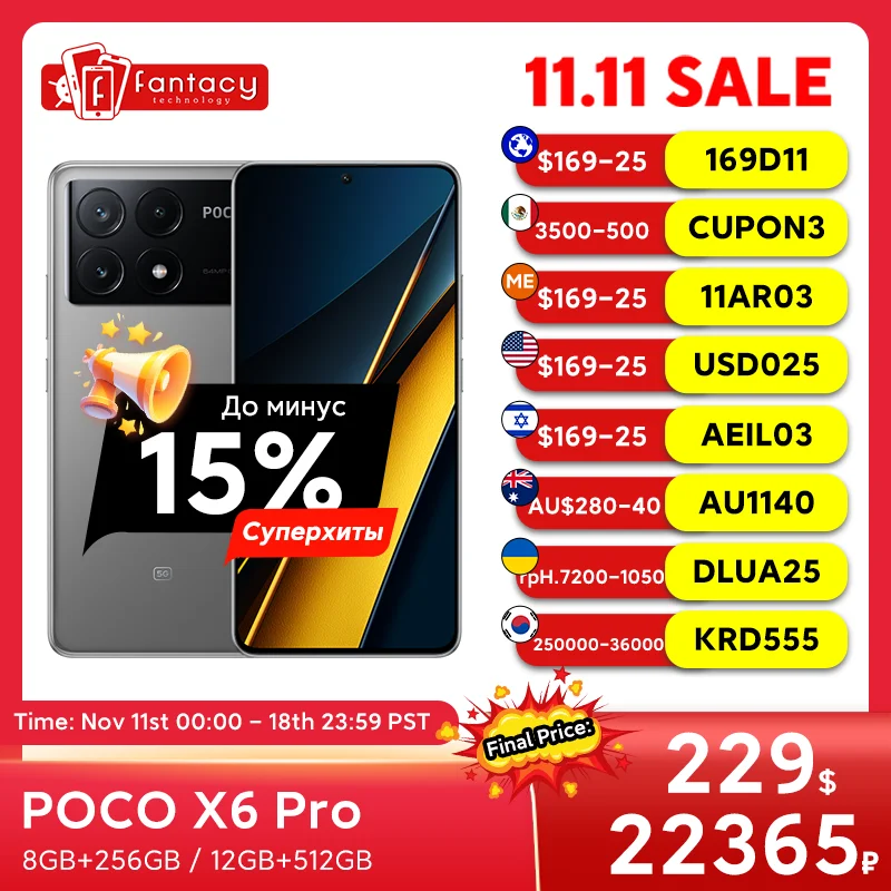 Poco X6 Pro 5G Globale Versie Smartphone Dimensity 8300-Ultra 6.67 