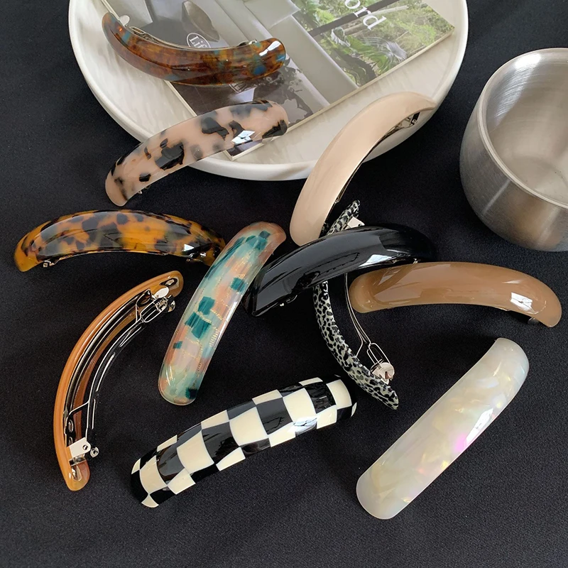 

Wholesale Korean New Fashion 2cm Arched Bar Hairpin Retro Simple Acetic Acid Shark Clip Hair Accessories For Woman Girls