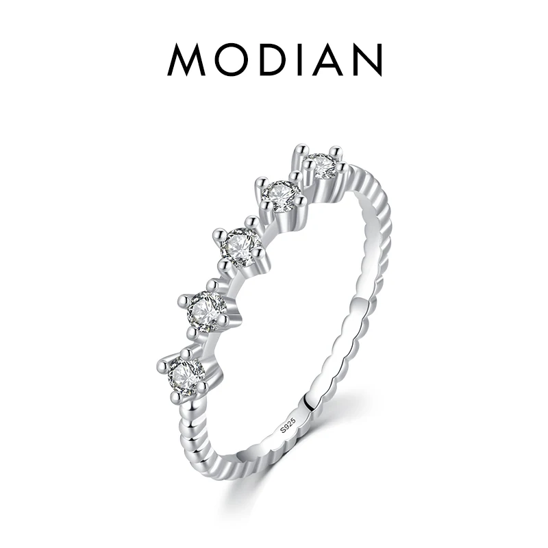 Modian 925er Sterlingsilber, klassische Hochzeitssets, funkelnde CZ, stapelbare Fingerringe für Frauen, Verlobung, Statement-Schmuck, Geschenke