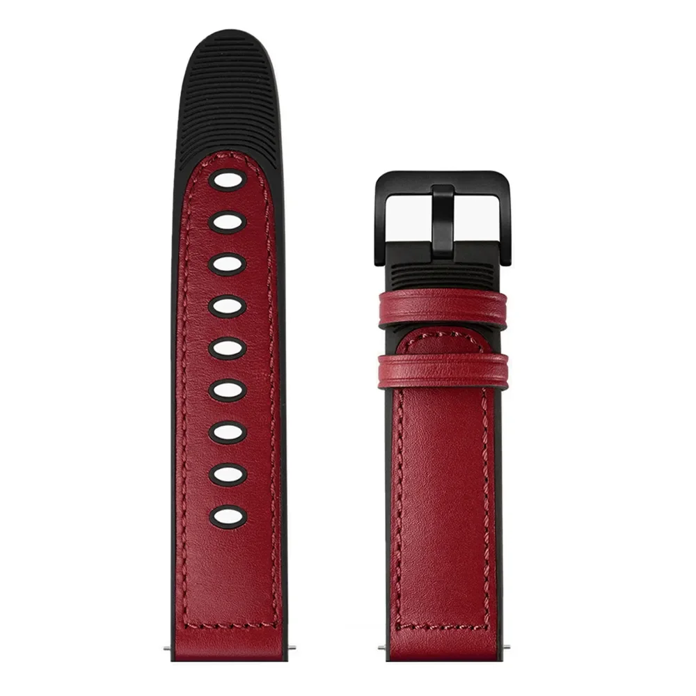 Leather+Silicone Strap for Huawei Watch 3/4 Samsung Galaxy Watch 6/5/4 Men/Women Replacement Bracelet Belt for Amazfit GTR/GTS 4