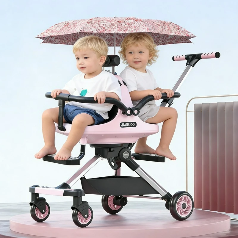 

Twin Umbrella Stroller Lightweight Double Stroller for Infant & Toddler Compact Easy Fold Large Storage Basket Travel Outdoor