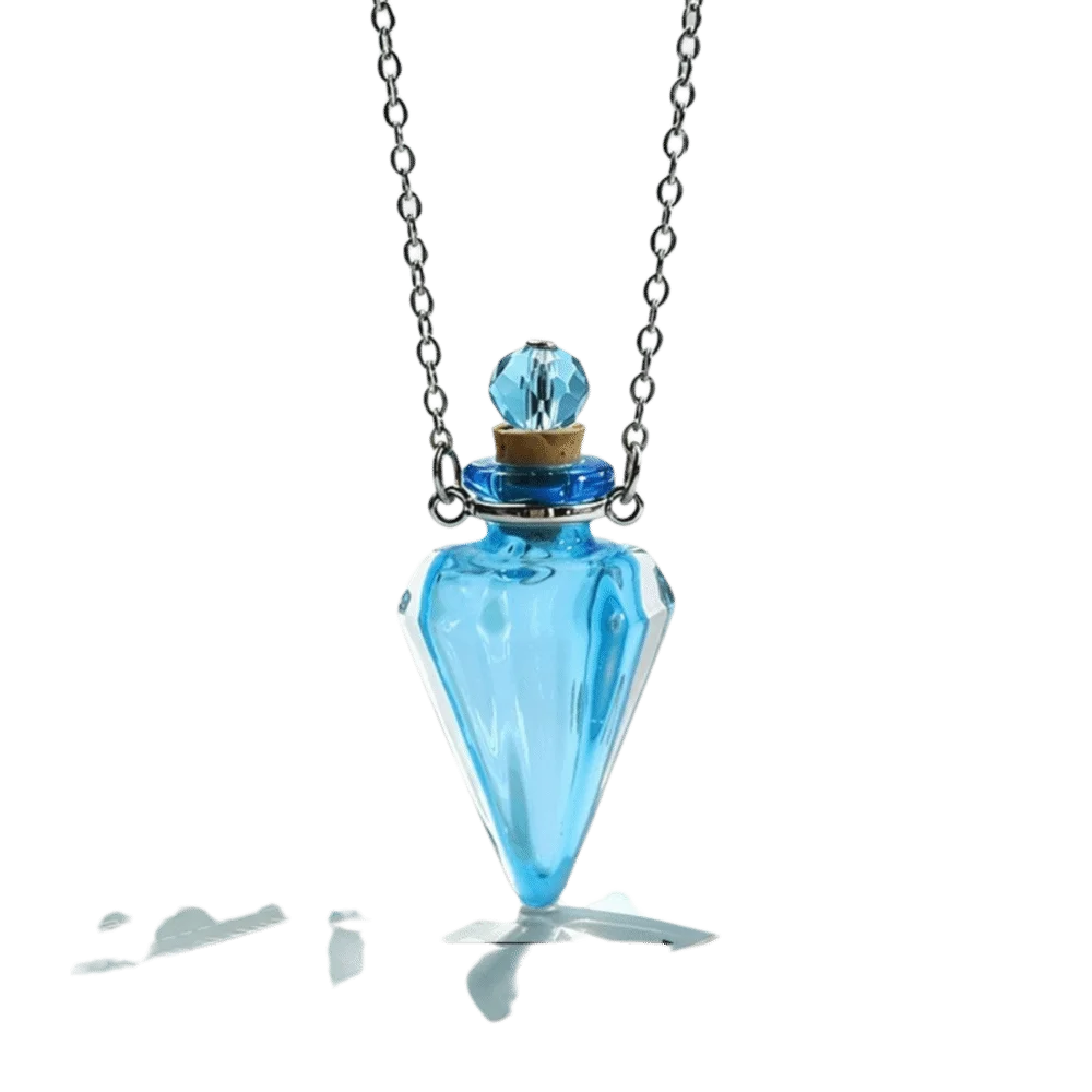 Openable Pendant Necklace Glaze Vial Heart Shape Openable Glaze Vial Necklace Steel Chain Hollow Mini Glass Bottle