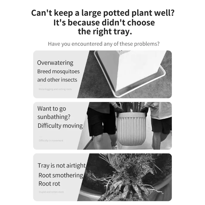 

High-quality plastic rolling tray, flower pot tray with wheels, automatic water absorption, filling water