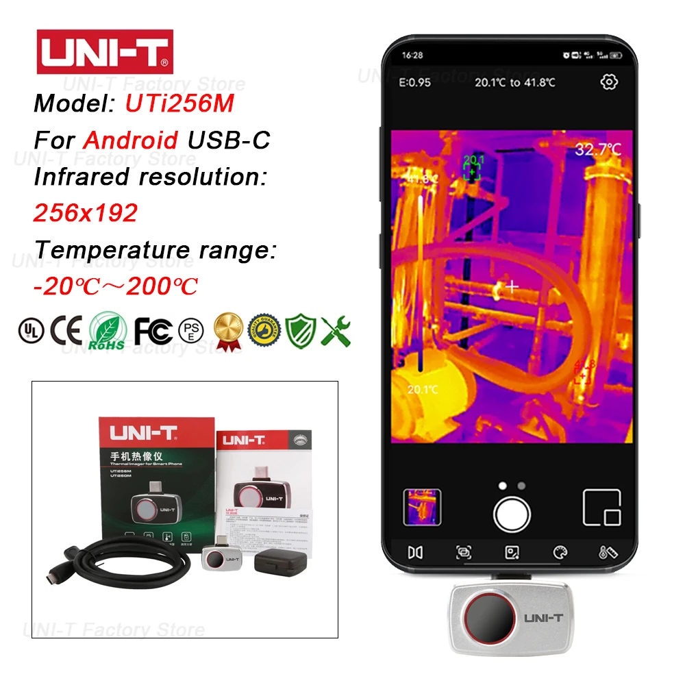 UNI-T サーマルカメラ 熱画像を備えたユニ赤外線サーマルカメラ,iPhoneタイプC用ではないイ