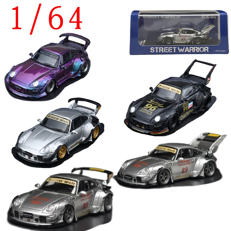 

SW Литая под давлением модель спортивного автомобиля Porsche 993 RWB в масштабе 1/64 из сплава Porsche RWB 993 с двумя выхлопными деталями, модель игрушки для мальчиков