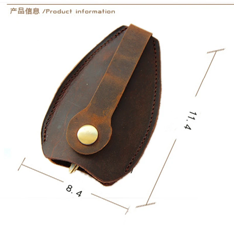 Vintage Crazy Horse Genuine Leather Key Wallet Men Car Key Holder Key Ring Pouch Key Case Bag Leather Keychain Sleeve