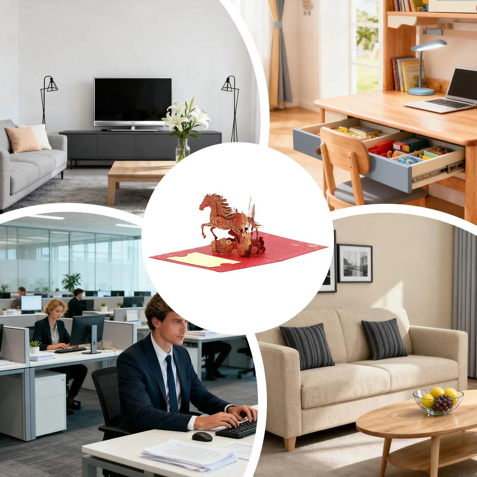 Cartes de vacances cheval en carton, souvenir de collection léger, cartes de vœux pour la famille, les amis, les hommes, les femmes et les enfants à la maison, 2026