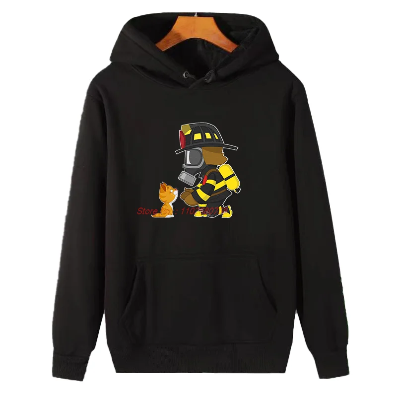 

Свитшоты с капюшоном и рисунком кота, флисовая толстовка с капюшоном Firefighter Hero Fight, толстый свитер, мужской зимний свитер