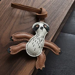 Designer original sloth handmade leather car key bag pendant personalized niche