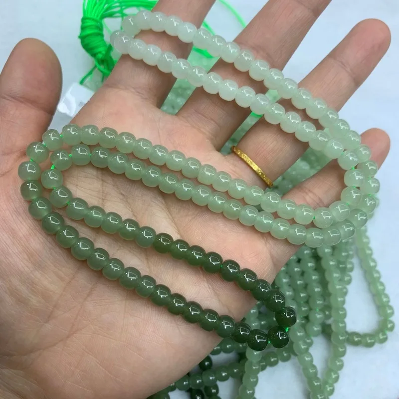 Hetian Jade Light Blue Gradient 5X6Mm Old Style 108 Beads Clean No Black Multi-Loop Bracelet