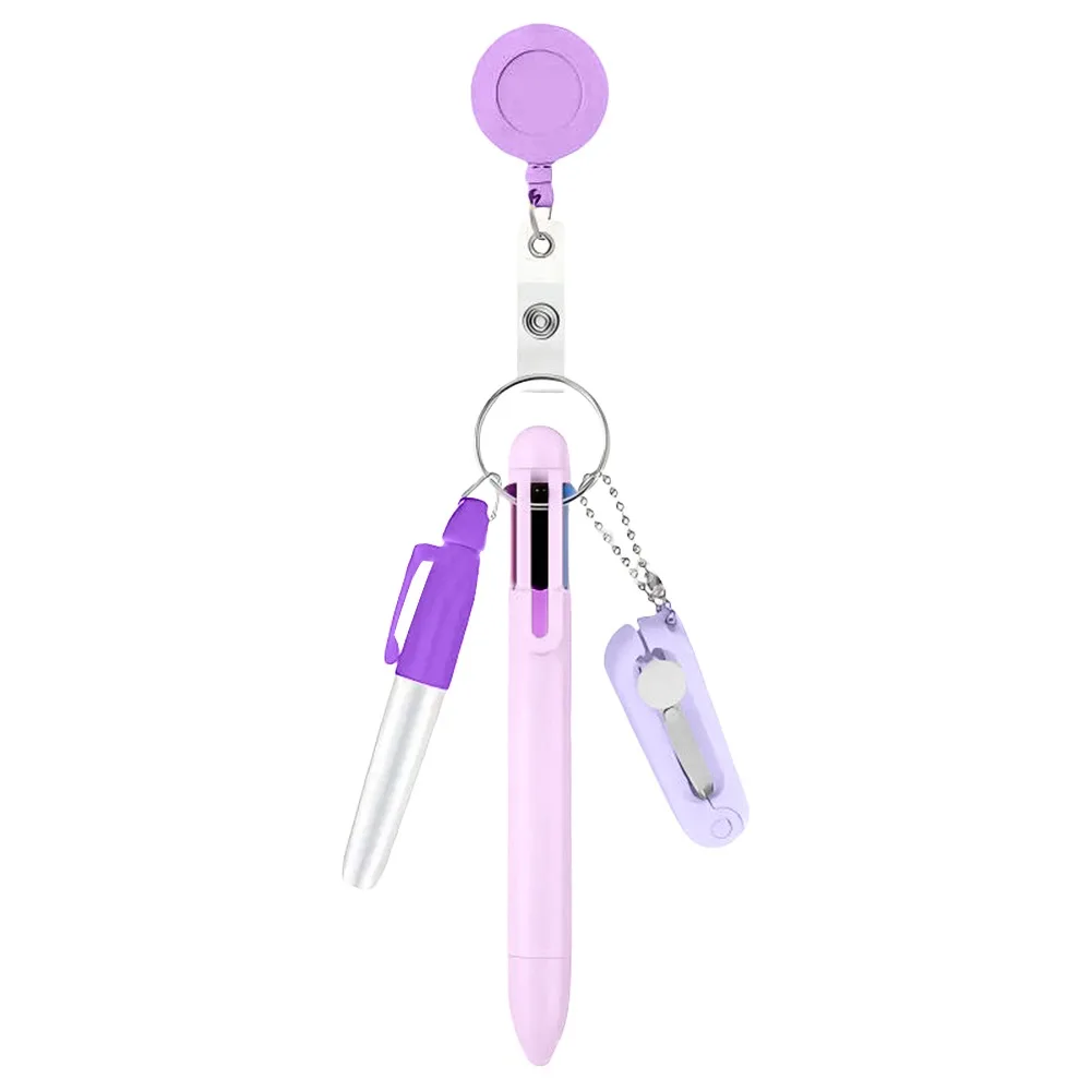 

Professional Retractable Nurse Pen Pack Portable Keychain Student Badge Set Rotatable Nurse Badge Clip Daily Carry