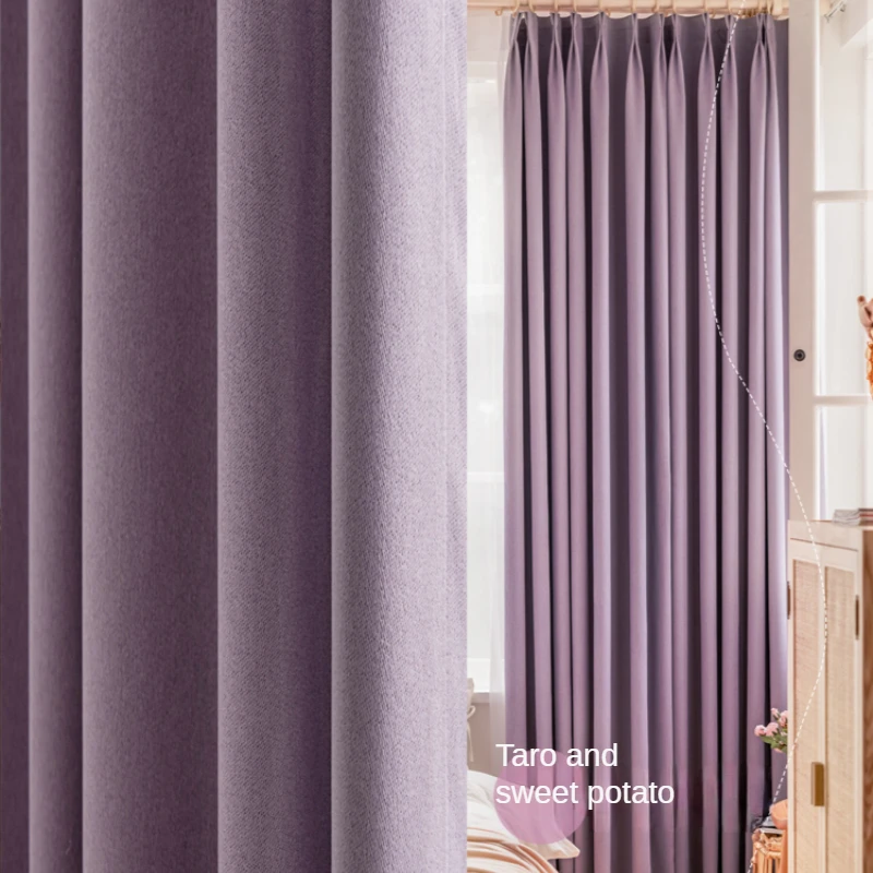 2023 New Simple Blackout Living Room Balcony Float Window Curtain Sunscreen Soundproof Bedroom Curtains Thickened Warm Drapes