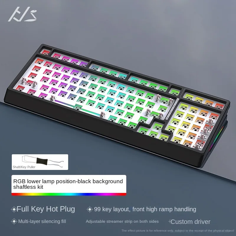 HJS YG98 Mechanical Keyboard Kit 98 Keys Three Mode Customized Hot Swap Wired/Wireless Bluetooth 2.4g RGB Keyboard VS F99 S99