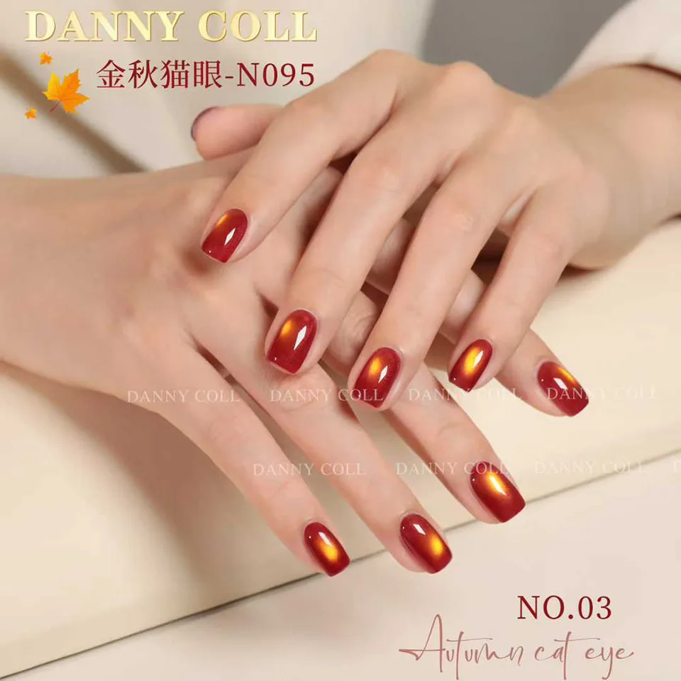 Set de esmaltes de gel ojo de gato color marrón otoñal, libre de HEMA/TPO, magnético de lujo, UV LED, kit de barniz 5